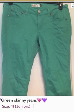 Green Denim Skinny Jeans