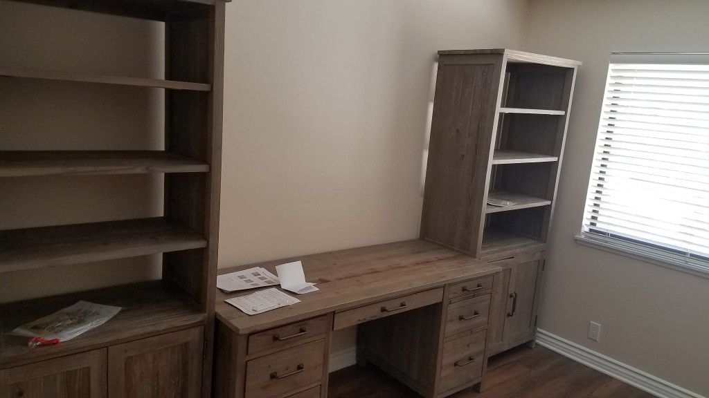 Pottery Barn Desk + Matching Shelves/Cabinets