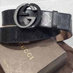 Black Shiny Gucci Belt 