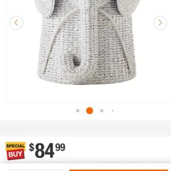 Gray Elephant Woven Wicker Laundry Hamper