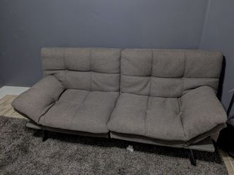 Gray Tufted Fabric Futon Sofa Bed