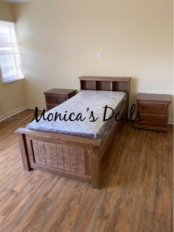 Twin Solid Wood Bed With Mattress $380