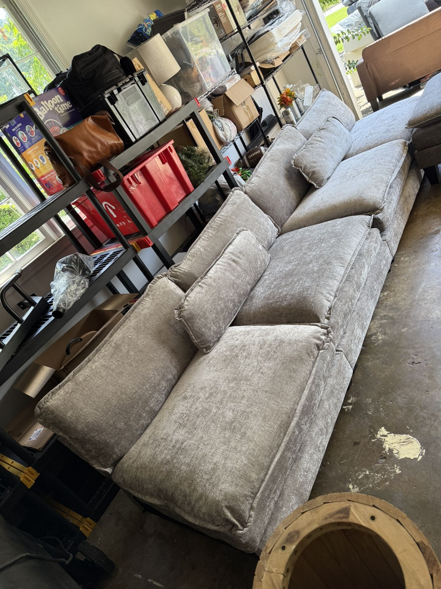5pc gray sectional with foot stool/ ottoman