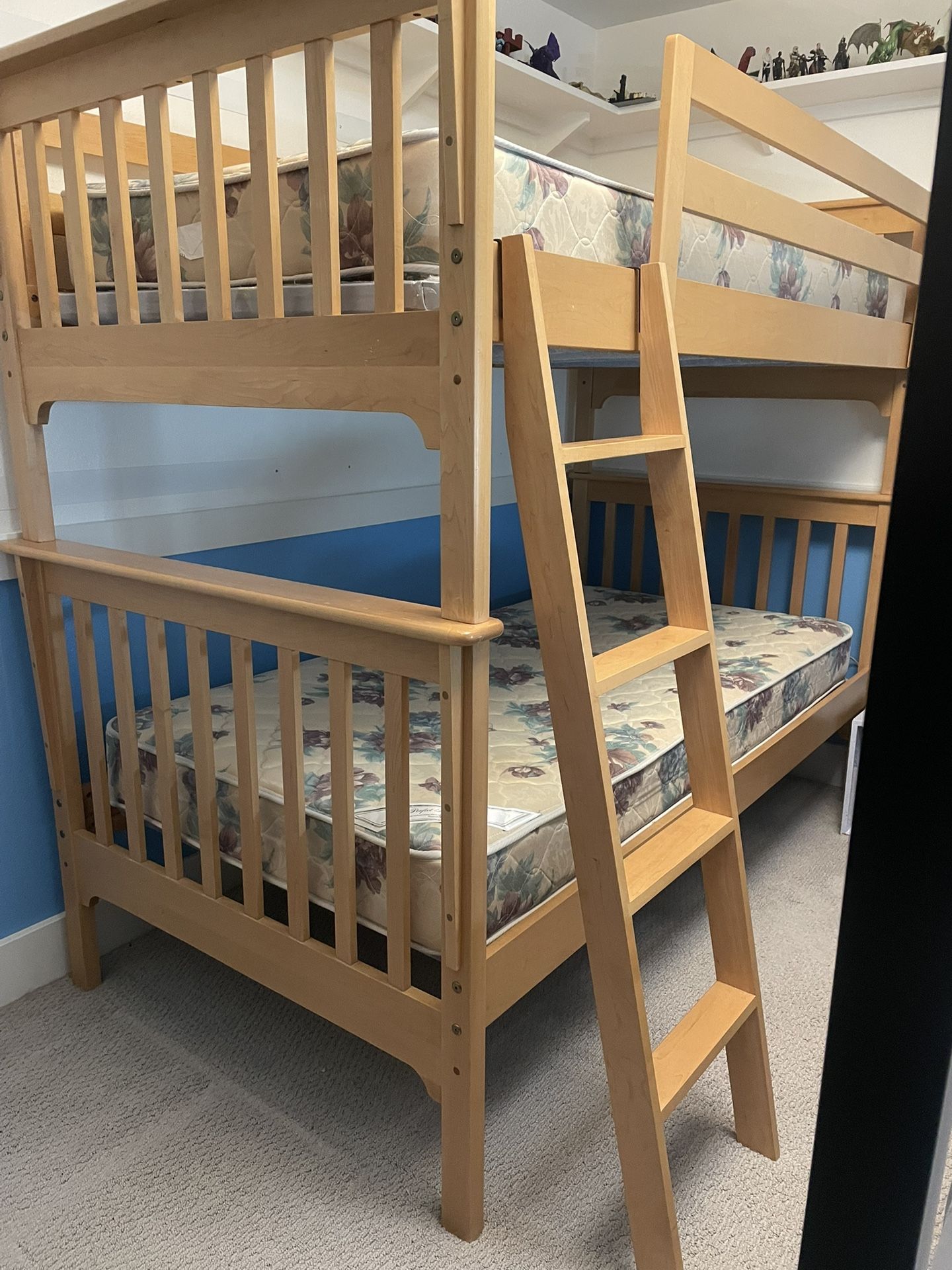 Wood Twin Bed with Mattresses
