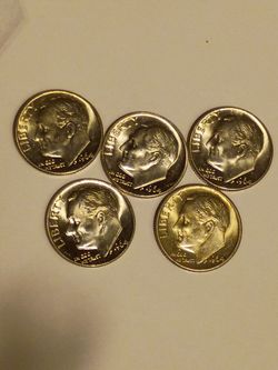 Roosevelt Dimes Five Denver Minted