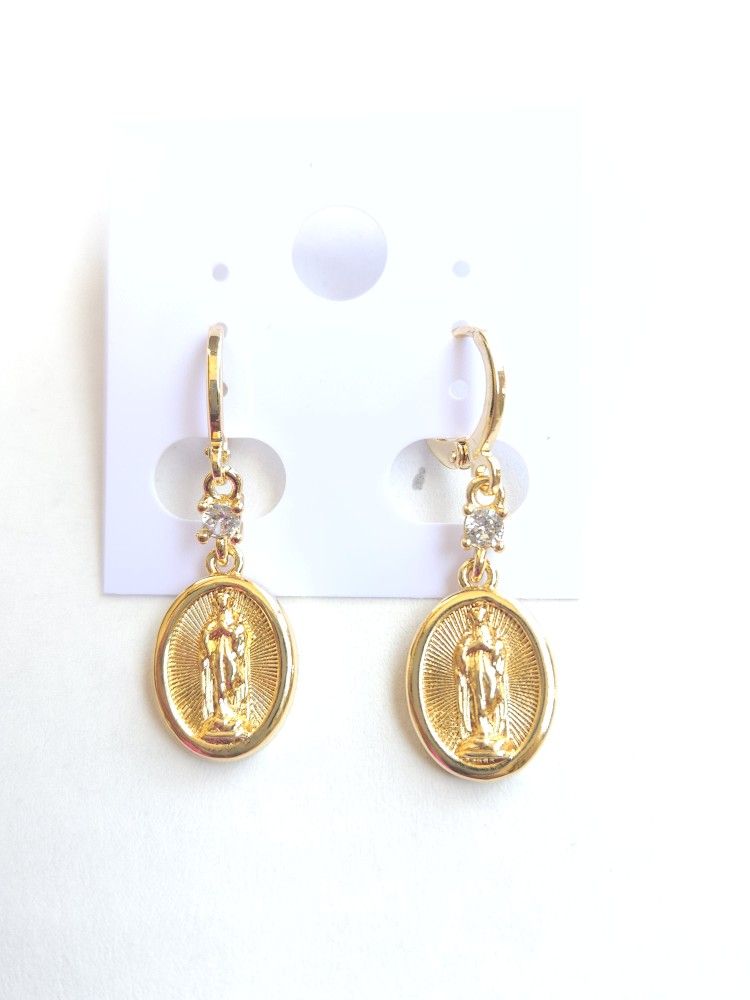 Virgen De Guadalupe Earring Gold Plated, Oro Laminado