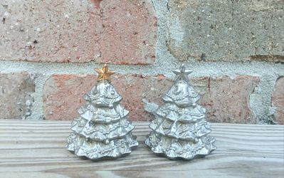 Vintage Godinger Christmas Tree Salt/Pepper Shakers 