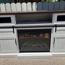 TV Stand With Built In Speakers And Bluetooth Fireplace 