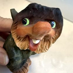 Vintage Hand Carved Henning Norway Troll: Folk Art Gnome approx 3.5”