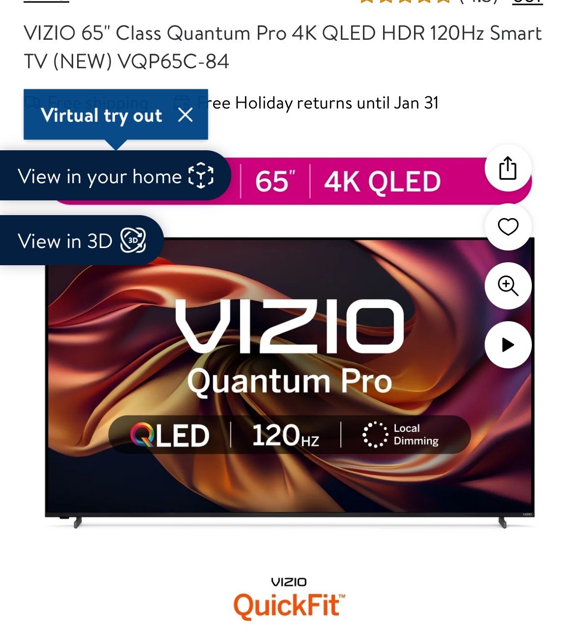 Vizo 65 Inch 4k 120Hz