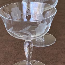Vintage Libbey Etched Stemmed Claret Wine Glasses  (Set of 5)
