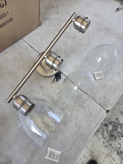 New 3-Light Bathroom Light Fixtures, Brushed Nickel Modern Vanity Lights. 18.9"L x 6.93"W x 9.17"H. Bulbs Not Included!!