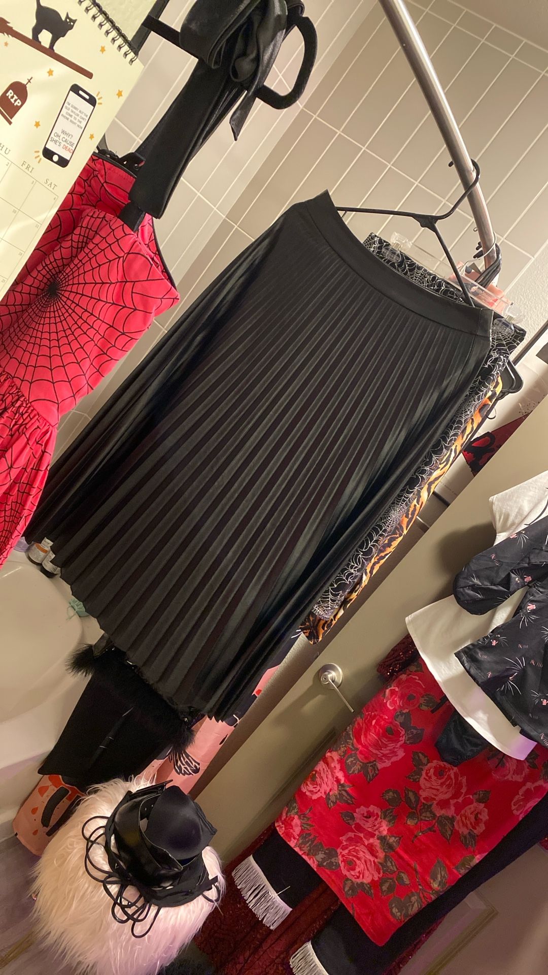 Vinyl witchy pleated skirt black small Halloween Costume