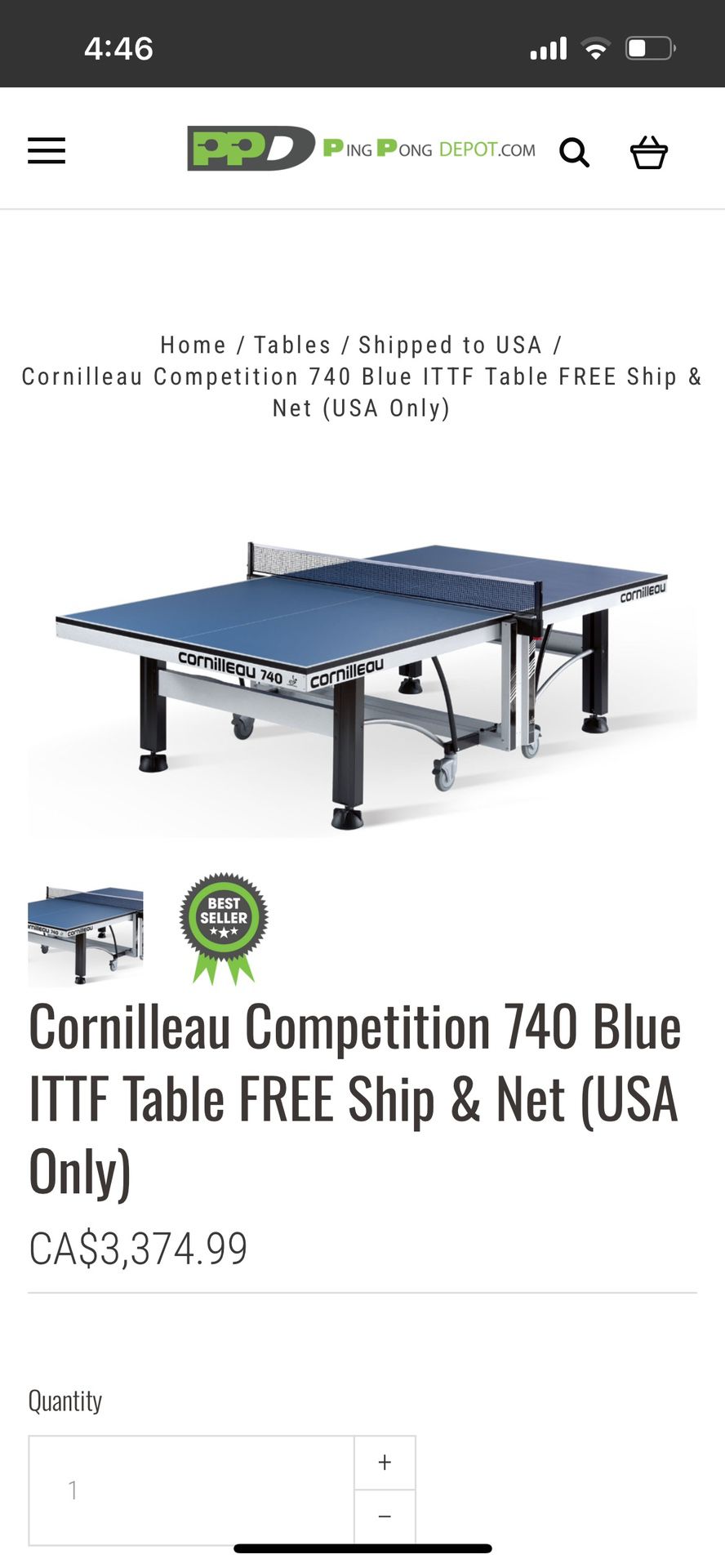 TABLE DE TENNIS DE TABLE COMPÉTITION 740 ITTF