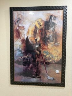 Large Framed Golf Wall Art – 51” x 36” – Golf Decor / Man Cave