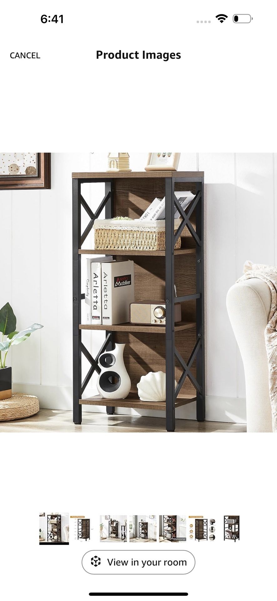 Bookcase, Industrial Small Bookshelf,4-Tier Narrow Bookcase Storage Organizer, Small Book Shelf for Small Spaces, Living Room, Bedroom and Home Office