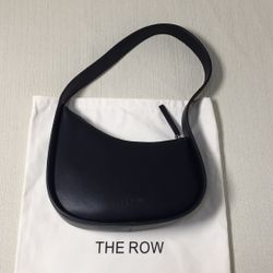 The Row Half Moon Bag in Leather Black
