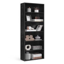 Bookshelf, 23.6 Inches Wide, 6-Tier Open Bookcase with Adjustable Storage Shelves, Floor Standing Unit, Ebony Black ULBC166T56