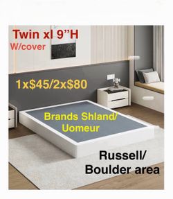 New in box UOMEUR 9 Inch Twin XL Box Spring Heavy Duty Metal Mattress Foundation with Fabric Cover. Russell/Boulder