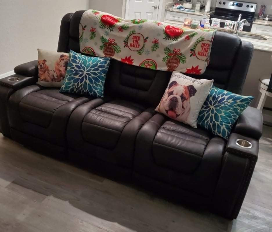 Cave Warrior Power Leather Reclining Sofa