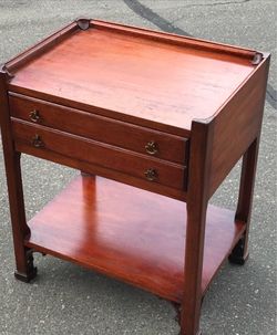 Antique Mahogany Side Table with Two Drawers
