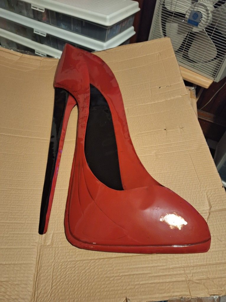 41 Inch Tall Red Heel Metsl Wall Art