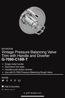 Vintage Pressure Balancing Valve Trim W/ Handle