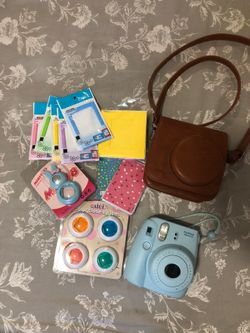 Fujifilm Instax Mini 8 with accessories and case