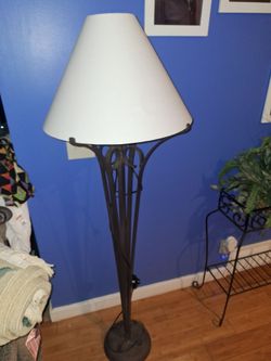 Wrought Iron Floor Lamp with White Shade