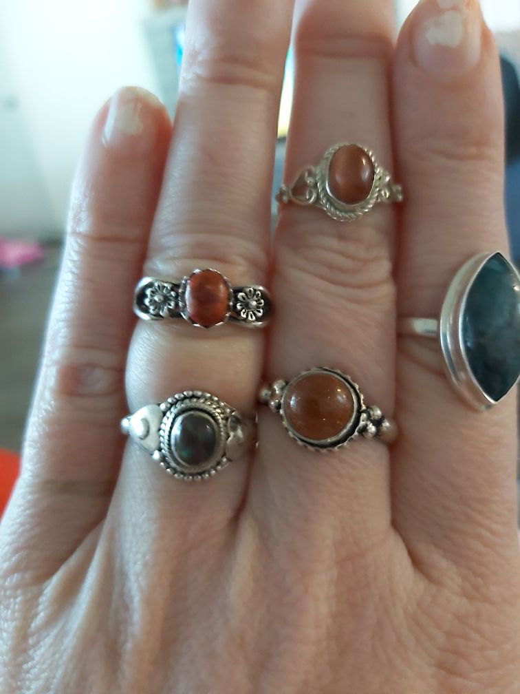 Silver rings with stones 20 each