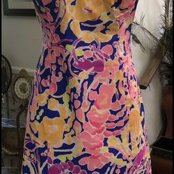 Lilly Pulitzer Courtney Brilliant Blue Catch & Release Tie Back Dress - SZ 2