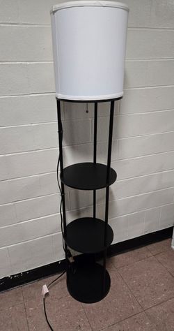 Mainstays 3-Tier Storage Shelf Floor Lamp Black Display Shelving Tower
 / Floor Lamp with Built-In Shelves