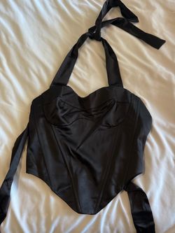 Black Satin Halter Corset Top