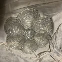 Portieux Vallerysthal France Clear Textured Glass Oyster Clam PlatesPortieux