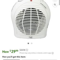 Vie Air 1500W Electric 2 Speed Adjustable Thermostat Fan Heater