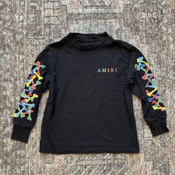 Amiri Kids Scribble Bones Long Sleeve T-shirt Size 4 - $290 Retail