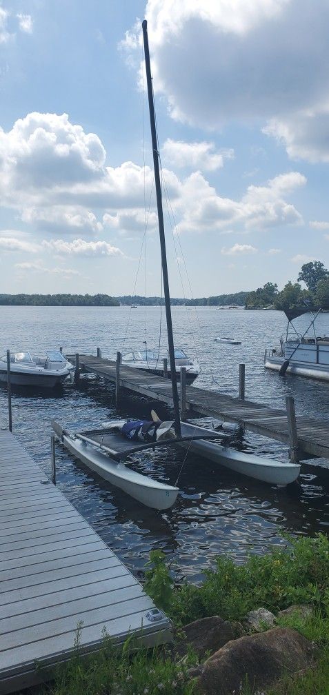 Hobie Cat Catamaran Sailboat With Trailer