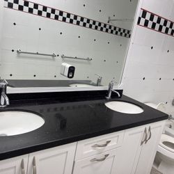 Black Galaxy Quartz Double Sink Countertop