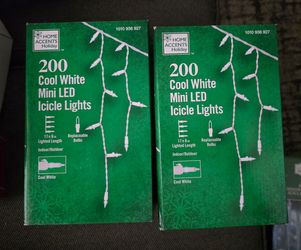 Home Accents Holiday 200 Cool White Mini LED Icicle Lights - Set of 2 (BNIB)