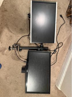 Two 24” monitors and the flexible arm