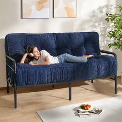 8" Full Size Ultra Thick Tufted Futon Mattress, Navy Blue      