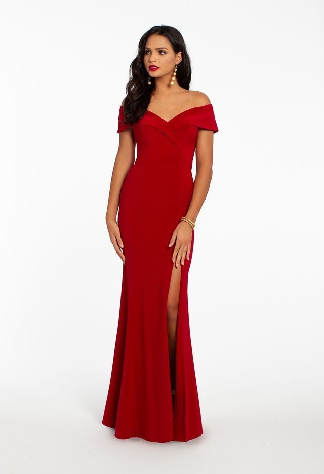 Camille La Vie Off the Shoulder Mermaid Side Slit Dress 14P