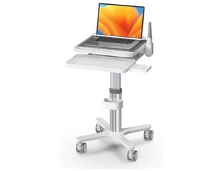 BEWISER Medical Cart Trolley with Laptop Slot & Lock Height Adjustable Mobile Laptop Cart with Oral Scanner Holder & Anti-theft Lock, Anti-slip Slot, 