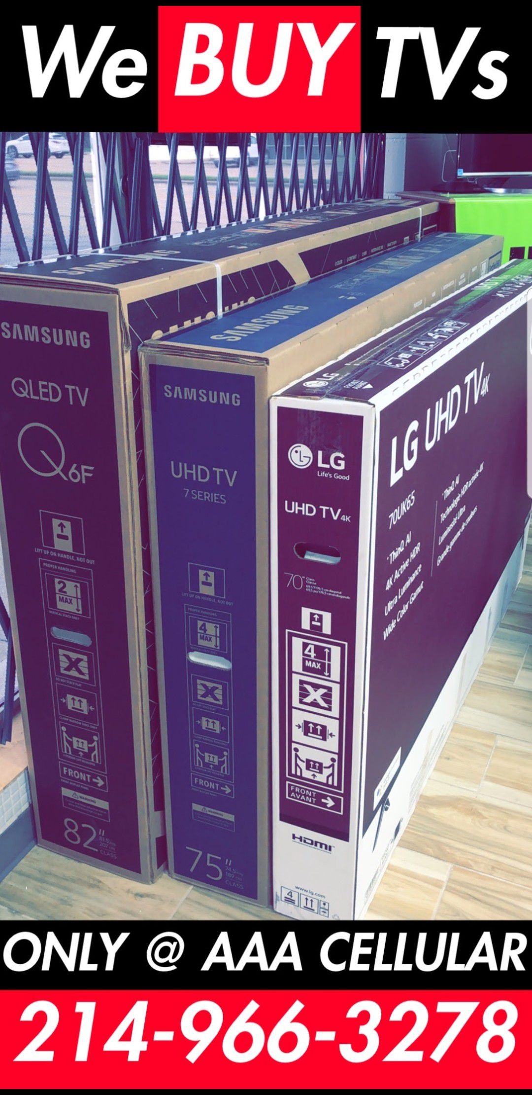 Samsung QLED LG Sony TV’s Brand New In Box