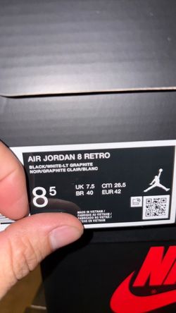 Air Jordan 8 Retro Black/White-Lt Graphite Size 8.5