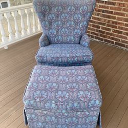 Wingback Accent Chair with Ottoman