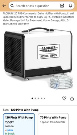 Commercial Grade Dehumidifier with Pump & Drain Hose