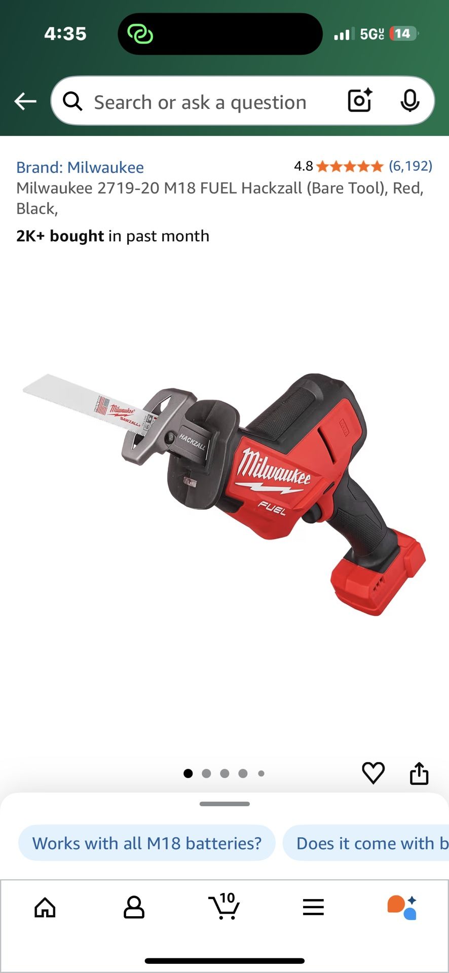 Milwaukee 2719-20 M18 FUEL Hackzall (Bare Tool), Red, Black,
