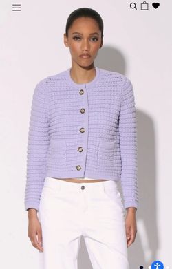 Walter Baler brand Lavender Cropped Knit Button-Front Cardigan