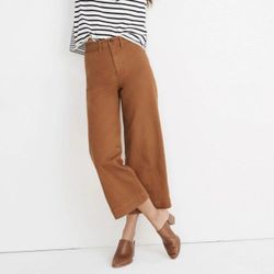 MADEWELL Orange Rust Retro Emmett High Waisted Wide Leg Crop Jean Trouser Pants